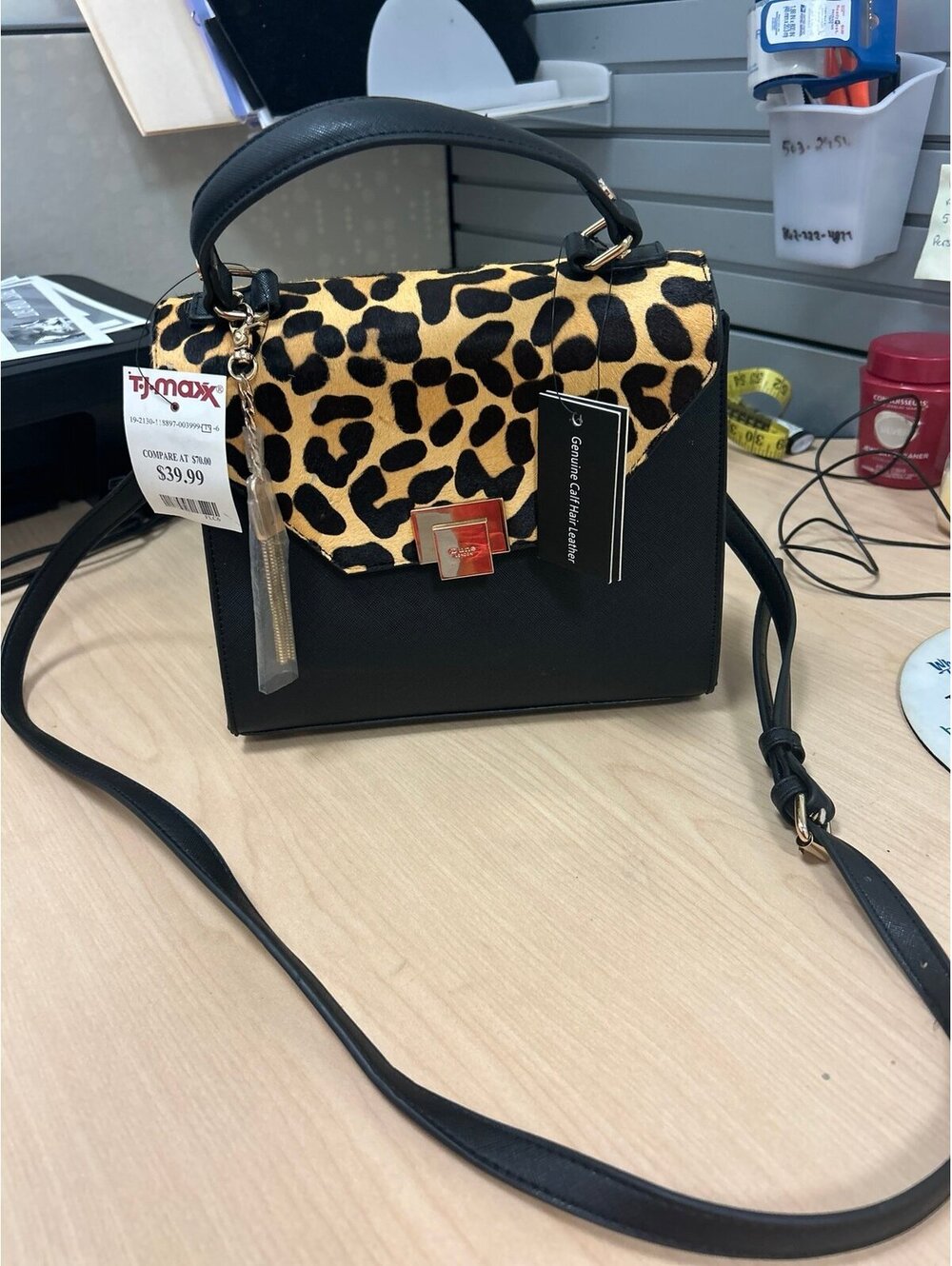 Dune London New Genuine Calf Hair leather Leopard Bag Pocketbook Purse NWT